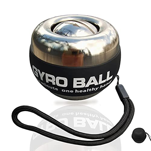 EXBEPE All-Metal Power Gyro Ball,Weighted Auto-Start Hand Wrist Forearm Trainer and Strengthener for Exercise Joint and Muscle with Ball Bag