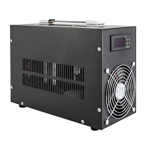 Aquarium Cooling Machine, 15.85gal Fish Cooler Refrigerator 220-240V 200W Fish Tank Chiller, 1-3L/min Water Flow Aquarium Water Chiller for Saltwater Freshwater Axolotl Coral Jellyfish Black