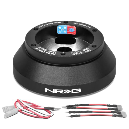 NRG Innovations Racing Style Steering Wheel Short Hub, Lockable Aluminum Steering Shaft, 6x70mm Bolt Pattern Quick Release Adapter Unit, Compatible With 05-14 Corvette C6, Black, NRG-SRK-177H