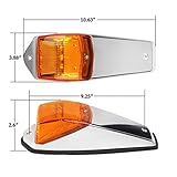 Partsam 5PCS Truck Cab Marker Light 17 LED Amber Top Roof Running Lights w/Chrome Base Truck Trailer Light Replacement for Peterbilt/Kenworth/Freightliner//Mack/Autocar Hayes,DOT Compliant