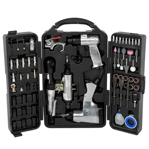 nifoti Air Tool and Accessories Kit, 71 Piece, Impact Wrench, Air Ratchet, Die Grinder, Aire Hammer, Hose Fittings, Storage Case for Garage,Shop