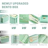 Meltset M 35Pcs Japanese Bento Box for Adults&Kids Lunch Box Kit Leakproof Wheat Straw Eco-Friendly 3 Compartment Stackable Lunch Box with Containers for Teen Prepy Boy (Green)