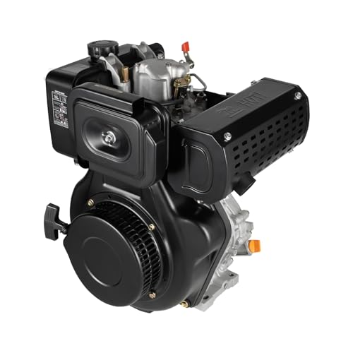 DUIBAII 10HP 4 Stroke Diesel Engine, 418CC 6300W Single Cylinder Air-Cooled Diesel Motor, Recoil Manual Start Small Diesel Engine for Tillers Generators Vehicles