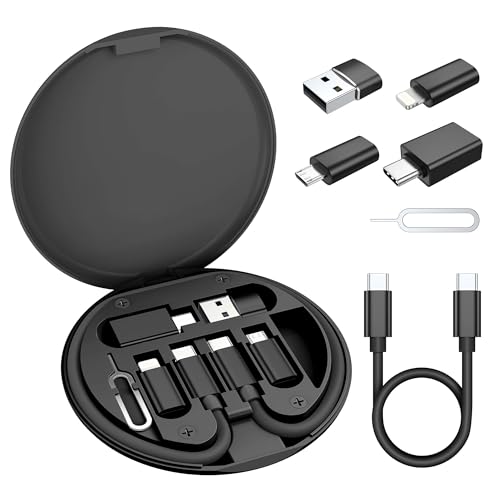 Elebase Multi USB Charging Adapter Kit,USB to USBC Adaptor,Type C to USB 3.0 OTG Converter,USB C to Micro IOS,Portable Case with 1Ft 100W Charger Cable for iPhone 16 15 Max Pro,Samsung Galaxy S25 Plus