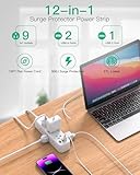 Extension Cord 15 ft, Surge Protector Power Strip, Long Extension Cord with 9 Outlets 3 USB Ports, Extension Cord with Multiple Outlets, USB Power Strip for Home, Office, Dorm Room Essentials, College