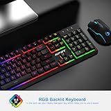 NPET S21 Wireless Gaming Keyboard and Mouse Combo, RGB Backlit Quiet Ergonomic Mechanical Feeling Keyboard, Gaming Mouse 3200DPI, for Desktop