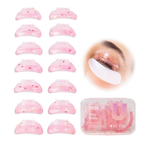 Curacoro Lash Lift Shields, 14 Pcs/7 Sizes Lash Lift Rods, Lash Lift Pads for Eyelash Curling and Lifting, Reusable Silicone Lash Rods for Eyelash Perm Lamination