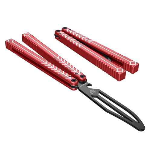Nabalis X Will Hirsch Vulp Knife Balisong Trainer 6061 Aluminum Channel Handle With Zen Pins， Vulp-Red