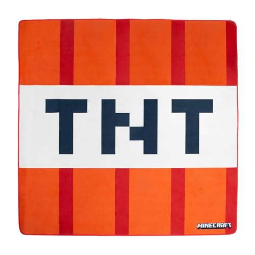 Phoenix group AG Minecraft Carpet - TNT Design - 47.2" Square Rug, Durable 0.8" Thick Polyester - Gaming Room Decor, Pixel Themed, Kids Play Mat