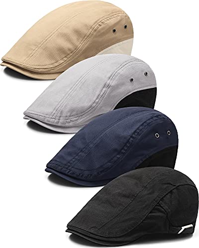 4 Pieces Newsboy Hats for Men Summer Cabbie Cap Newsboy Flat CapIvy Cap Newsboy Hunting Hat for Men (Classic Style) Multicolor