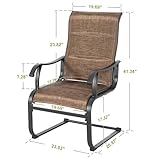 NUU GARDEN Patio Dining Chairs Set of 2, All Weather Outdoor Padded Textilene Patio Chairs, Breathable Spring Motion Textile High Back Outdoor Dining Chairs for Backyard, Lawn, Deck, Brown