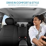 BDK PolyPro Car Seat Covers Full Set in Solid Black, Front and Rear Split Bench Seat Covers for Cars, Easy to Install Car Seat Cover Set, Car Accessories for Auto Trucks Van SUV - Solid Black