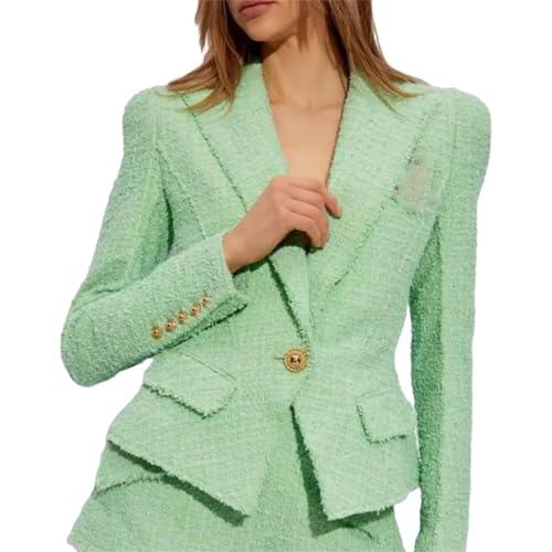 TWOTWINSTYLE Solid Spliced Button Slimming Blazers for Women Lapel Long Sleeve Temperament Coats Female Fashion New Green