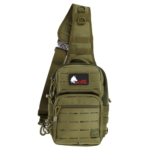 WOLF TACTICAL EDC Sling Bag - Concealed Carry Shoulder Bag for Range, Travel, Hiking, Outdoor Sports (Green)