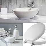 Mayfair Padded Toilet Seat with Chrome Hinges, Soft Vinyl over Wood Core Seat, Elongated, White