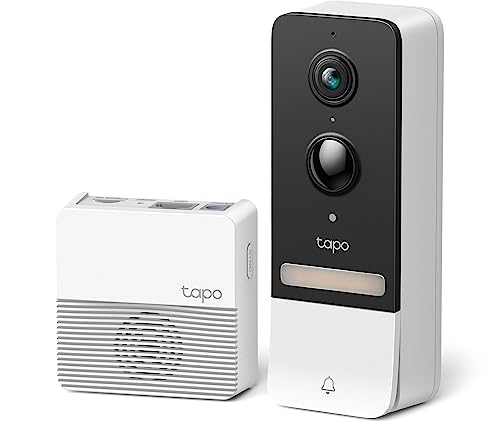 Tapo TP-Link Smart Video Doorbell Camera, Battery Powered, Chime Included, 2K 5MP, Color Night Vision, 2-Way Audio, Free AI Detection, Cloud/SD Card Storage, Works w/Alexa & Google Home, D230S1