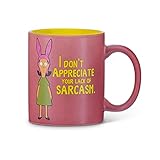 Bob's Burgers Coffee Mug - I Don't Appreciate Your Lack Of Sarcasm - 12oz Louise Belcher Printed Mug