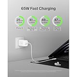 Belkin 65W Dual USB-C Wall Charger, Fast Charging Power Delivery 3.0 w/ GaN Technology for iPhone 16, 15, 14, 13, Pro, Pro Max, Plus, Mini, iPad, MacBook, Galaxy S25 Ultra, Galaxy S24, & More - White