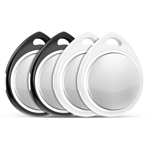 Air Tags-4 Pack Item Finders Work for Apple Find My (iOS Only) APP Tracker Tag for Kids, Luggage, Keys, Backpack, etc, Black+Black+White+White(Not for Android)