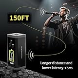 HHLPRO UHF Wireless XLR Transmitter and Receiver, 150 ft Range, Plug-on Wireless Microphone Adapter for Dynamic & Condenser Mic, Auto Channel Scanning, Compatible with Audio Mixer, PA System, F20