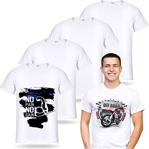 JenPen 5 Pcs Unisex Sublimation Shirts Bulk Blank Polyester T Shirt White Crew Neck Short Sleeve for Women Men Adult Kid(S)