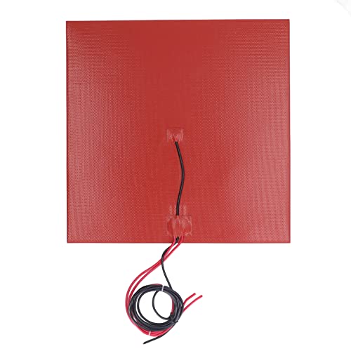 3D Printer Silicone Heating Pad, DC12V/24V 450w 350x350mm Hotbed Mat Heated Bed Pad with 100k Thermistor Strong Adhesive Backing Silicone Heating Heater Mat Pad for 3D Printers(DC 24V)