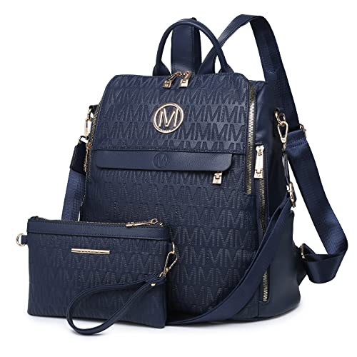 MKP Women Fashion Backpack Purse PU Leather Convertible Medium Ladies Rucksack Travel Shoulder Bags Handbag and Purse 2Pcs