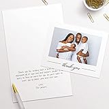 SBLABELS Personalized Simple Photo Thank You Cards / 100 Modern All Occasion Custom Bulk Thanks Note Cards With White Envelopes / 4 1/4" x 5 1/2" Wedding Anniversary Appreciation Greeting Cards