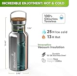 Blockhuette Vacuum Insulated Stainless Steel Water Bottle I 34 oz I Wide Mouth Insulated Metal Bottle for Cold Drinks I BPA-Free I Perfect for Travel, School, Kids, Adults, Water Canteen