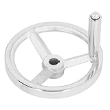 Walfront Rotary Handwheel 16x160MM Chrome Plated Cast Iron Lathe Handwheel Round Hand Wheel with Removable Handle, Easy