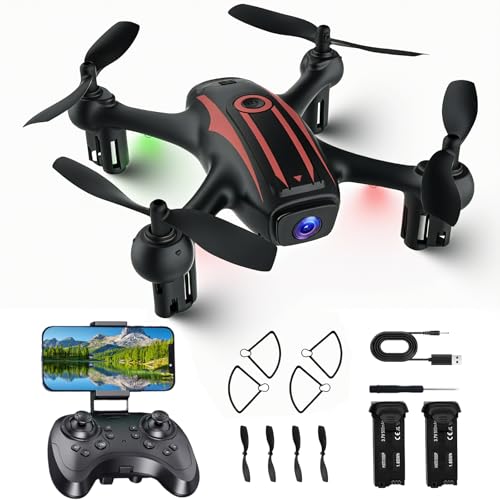 Drones for Kids 8-12, Drone with Camera 1080P for Kids Adults, FPV Drone with 2 Batteries, Mini Drone Gesture Photo, Wifi RC Quadcopter, 3 Speed Mode, 3D Flips, Altitude Hold, Kids Drones for Boys