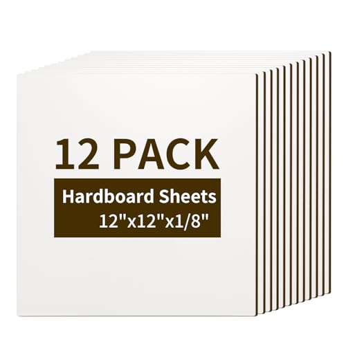 PYD Life 12 Pack Sublimation Hardboard Blanks MDF Wood Sheets Bulk White 12" x 12",1/8" Thick(3 mm) for Custom Coasters Photo Frames,for Xtool Glowforge 40 W Cutting Machine DIY Projects