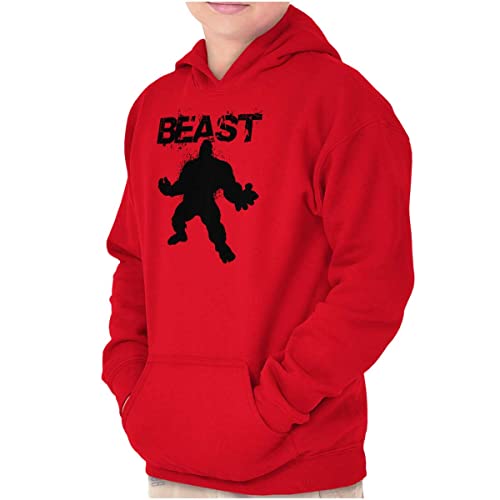 Brisco Brands Beast Gym Fitness Meathead Kids Hoodie Sweatshirt Boys Red