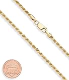 Miabella Italian Solid 18K Gold Over 925 Sterling Silver 2mm, 3mm Diamond-Cut Braided Rope Chain Necklace for Men Women, Made in Italy (3mm, Length 22 Inches (men's average length))