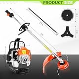 52cc Weed Eater Gas Powered,2-Stroke 3 in 1 Gas Brush Cutter,Gas String Trimmer and Gas Weed Wacker Trimmer for Weeds and Grass (52cc Shoulder)