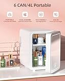 CUTIEWORLD Skincare Fridge With Dimmable LED Light Mirror, 4L Makeup Mini Fridge for Bedroom, Car, Office & Dorm, Cooler & Warmer, Portable Small Refrigerator for Cosmetics, Skin Care and Food, White