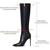 Elisabet Tang 4 inch Women's Knee High Long Boots, Stiletto Tall Pointed Toe Heeled Boot Leather Suede Comfortable Sexy Suede Size 8