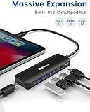 USB C HUB 4K 60Hz, Dockteck USB-C Multiport Adapter 5-in-1 with 4K HDMI, 100W Power Delivery, 3 USB 3.0 Data Port for MacBook Pro/Air M1 2020, iPad Pro 2021, iPad Mini 6, Surface Pro and More