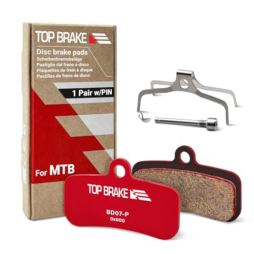 TOP BRAKE Disc Mountain Bike Brake Pads for Shimano Saint BR-M810/M820 XTR-M9120 Tektro TRP 4 Piston | MTB, Downhill |Ceramic Compound,Silent Option,Performance Version, Red(PIN Included)