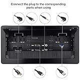 Tabletop Multimedia Connectivity Box with 4 AC Power+2 HDMI+2 RJ45+1 USB3.0 Port +1 USB-C +2 Audio with 5.58ft Power Cord for Conference Room(Black)