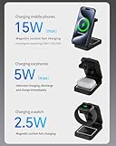 2024 Upgraded 3-in-1 Wireless Charger for iPhone,Travel Magnetic Charger Stand Nightlight Foldable Wireless Charging Station Compatible with Magsafe Charger&iPhone 16/15/14/13/12,Apple Watch&AirPods