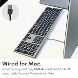 Macally Ultra-Slim USB Wired Computer Keyboard - Works Great as Both a Windows or Wired Mac Keyboard - Compatible Full Size Apple Keyboard with Numeric Keypad for Mac Mini, iMac, MacBook - Space Gray