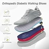 Men's Orthopedic Diabetic Wide Walking Shoes: Comfort Orthotic Arch Support Plantar Fasciitis Heel Spur Tennis Shoes, Adjustable Fit Foot Pain Relief Thick Sole Leisure Casual Sneakers Gray Size 12