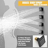 BESy 12 Inch Rain Shower Head System 4 Full Body Jets Set, Wall Mounted High Pressure Rainfall Shower Faucet Fixtures Combo with 2 in 1 Handheld Sprayer Hand Showerhead for Bathroom, Matte Black