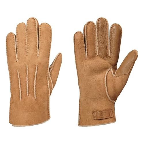 UGG Men's Contrast Sheepskin Gloves, Chestnut Brown, Large