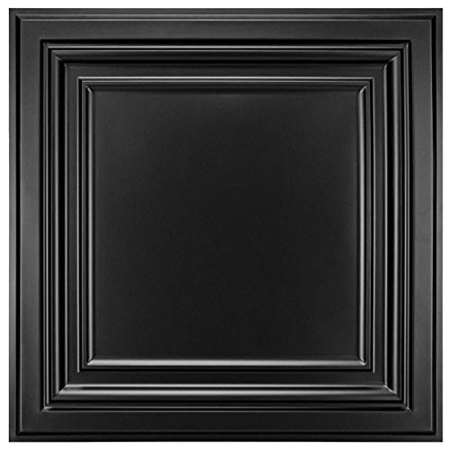 Art3d PVC Ceiling Tiles, 2'x2' Plastic Sheet in Black (48-Pack)