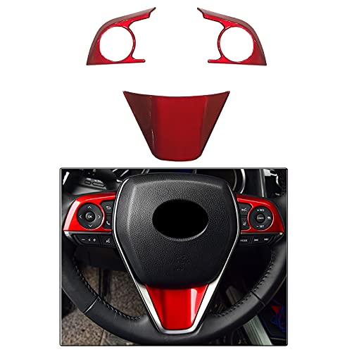 KEALAS 3PCS ABS Red Steering Wheel Button Cover Sticker Interior Decoration Sticker Accessories Trim for Toyota Camry 2018 2019 2020 2021 2022 2023 2024,for Toyota Avolon 2019 2020 2021 2022