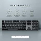 Satechi SM3 Mechanical Keyboard,108 Keys Full Size Keyboard with White LED Backlit, Wired and Bluetooth Keyboard for Mac and Windows - Dark Gray/Gray