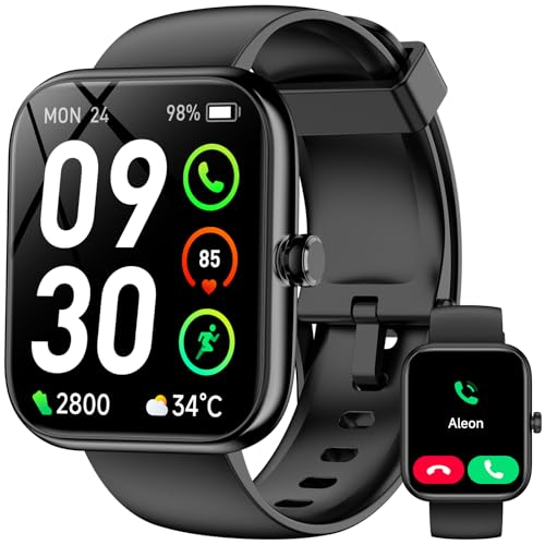 Smart Watch with Alexa Built-in‌, 1.83" HD Fitness Tracker with Bluetooth Calls/Messages, IP68 Waterproof, 120+Sports Modes, 24/7 Heart Rate/Sleep Fitness Watch Compatible with iOS/Android (Black)