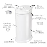 Ubbi Steel Diaper Pail, Odor Locking, No Special Bag Required, Award-Winning, Registry Must-Have, White